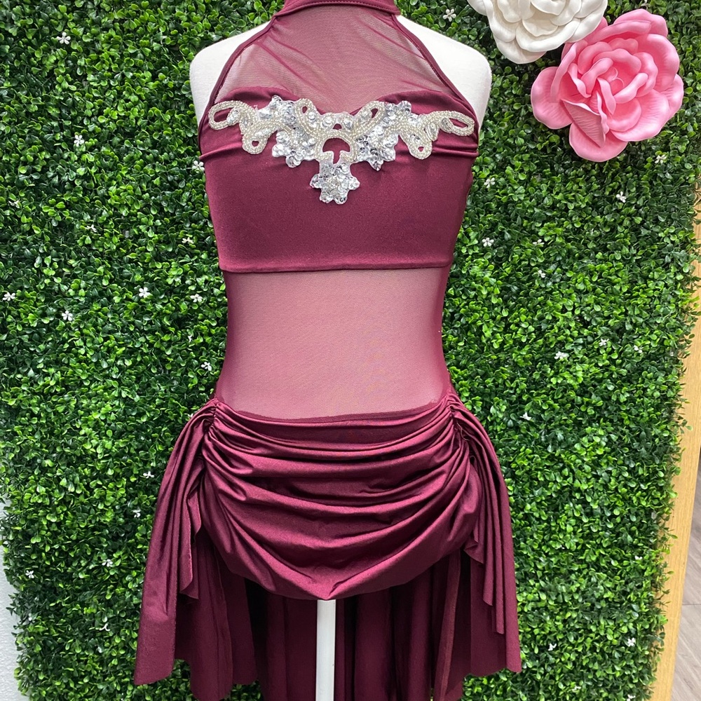 Elegant Burgundy Kids Dance Costume